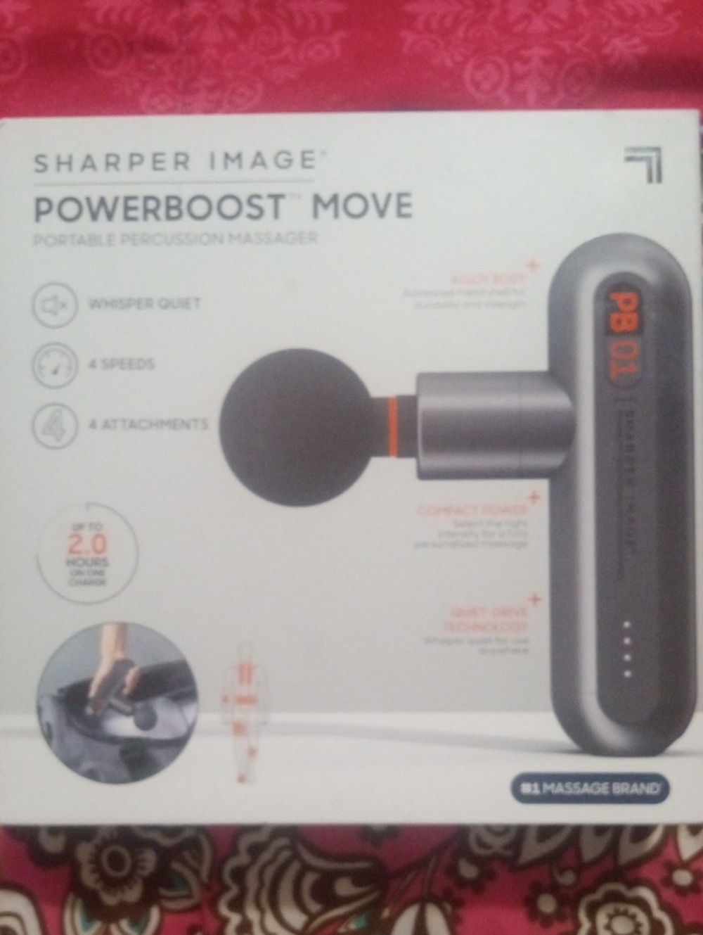 Sharper Image PowerBoost Move Percussion Massager - Gray with Black Accent